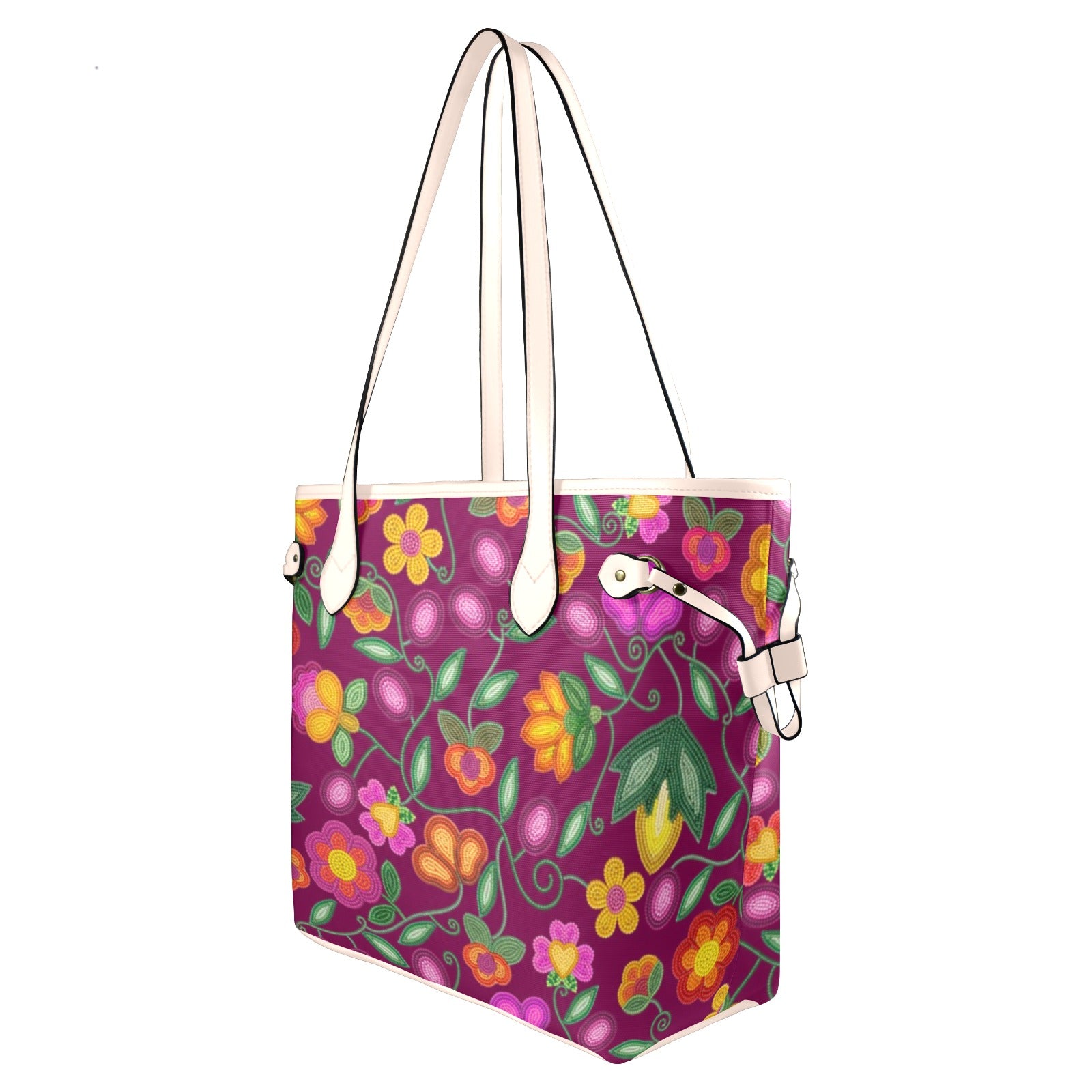 Boreal Bounty Dark Magenta Clover Canvas Tote Bag