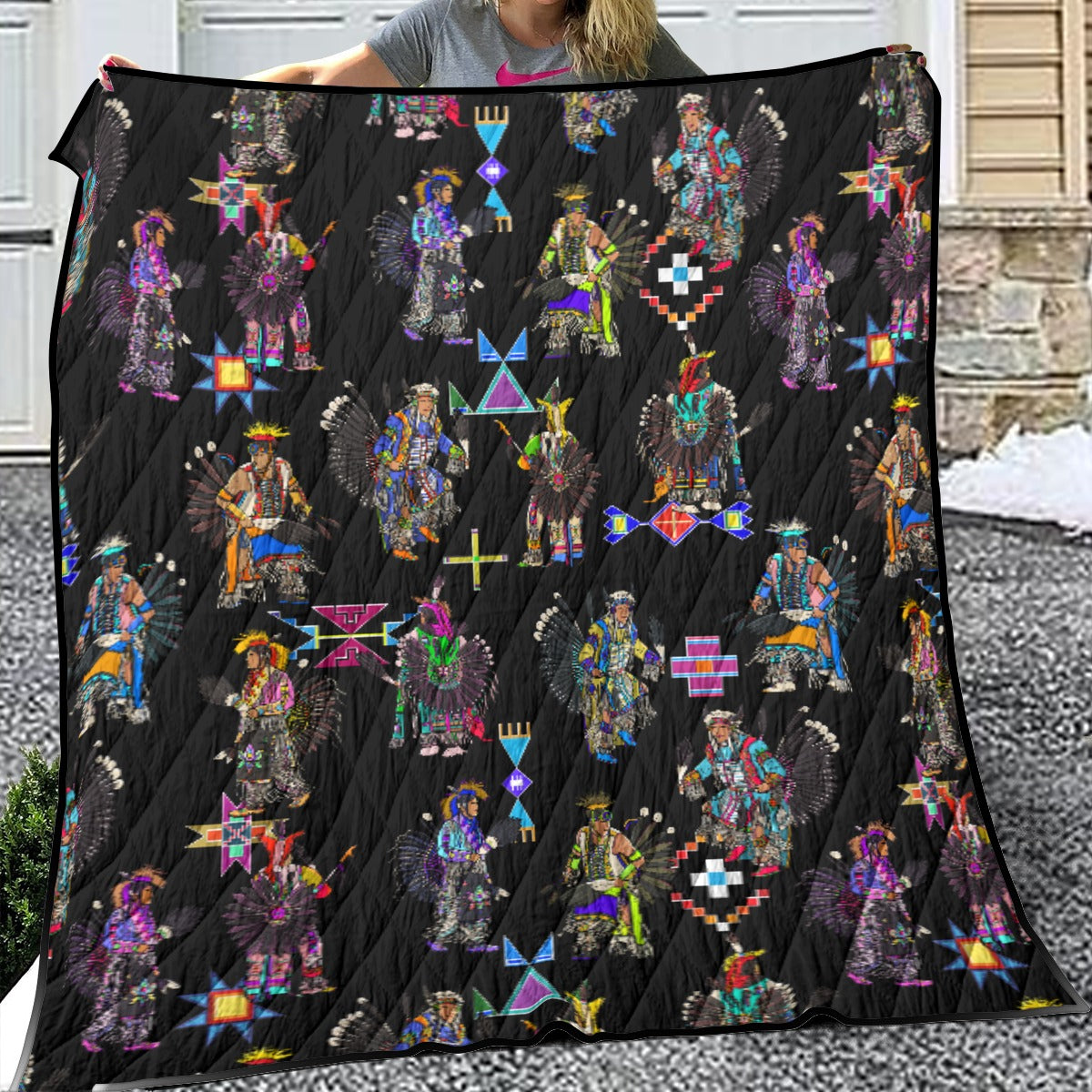 Men's Tradish Dancers Black Lightweight & Breathable Quilt With Edge-wrapping Strips