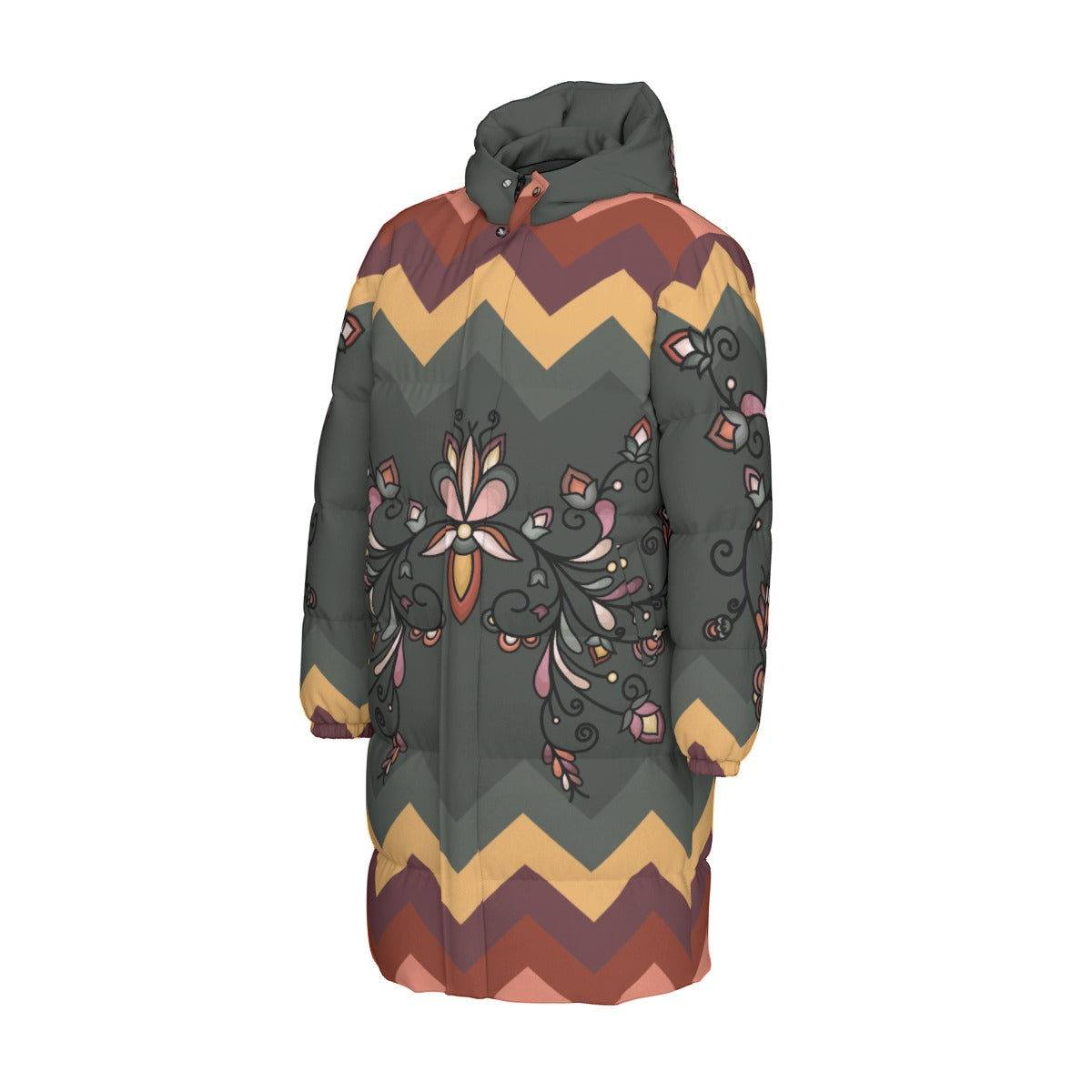 Burn Sky Petals Unisex Long Down Jacket