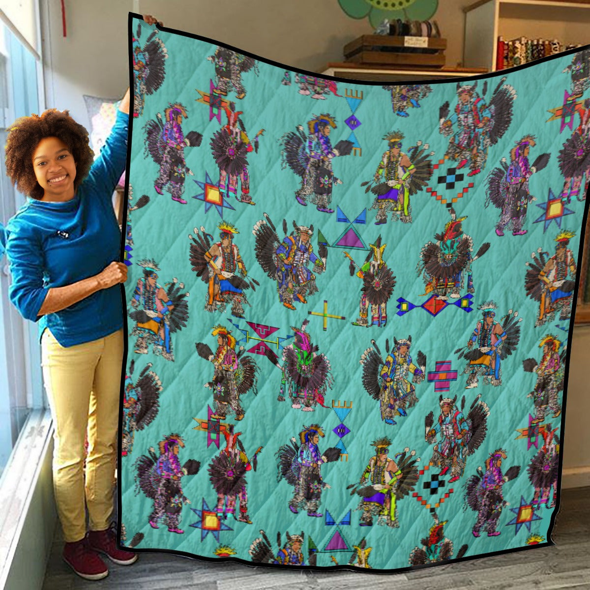 Men's Tradish Dancers Eggshell Blue Lightweight & Breathable Quilt With Edge-wrapping Strips