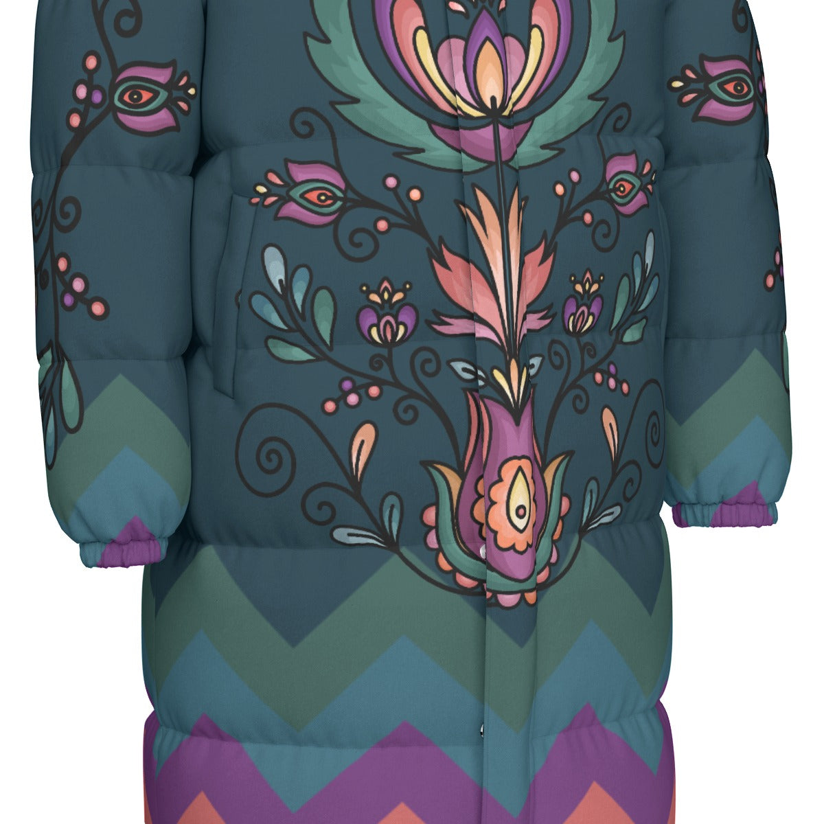 Cedar Wind Bloom Unisex Long Down Jacket