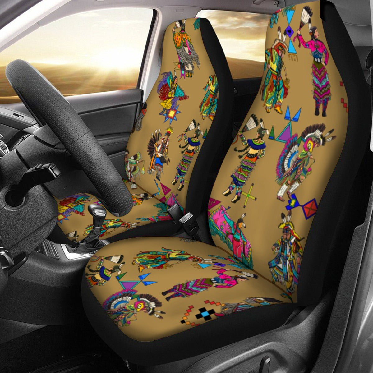 Grand Entry Dancers Earth Universal Car Seat Cover With Thickened Back