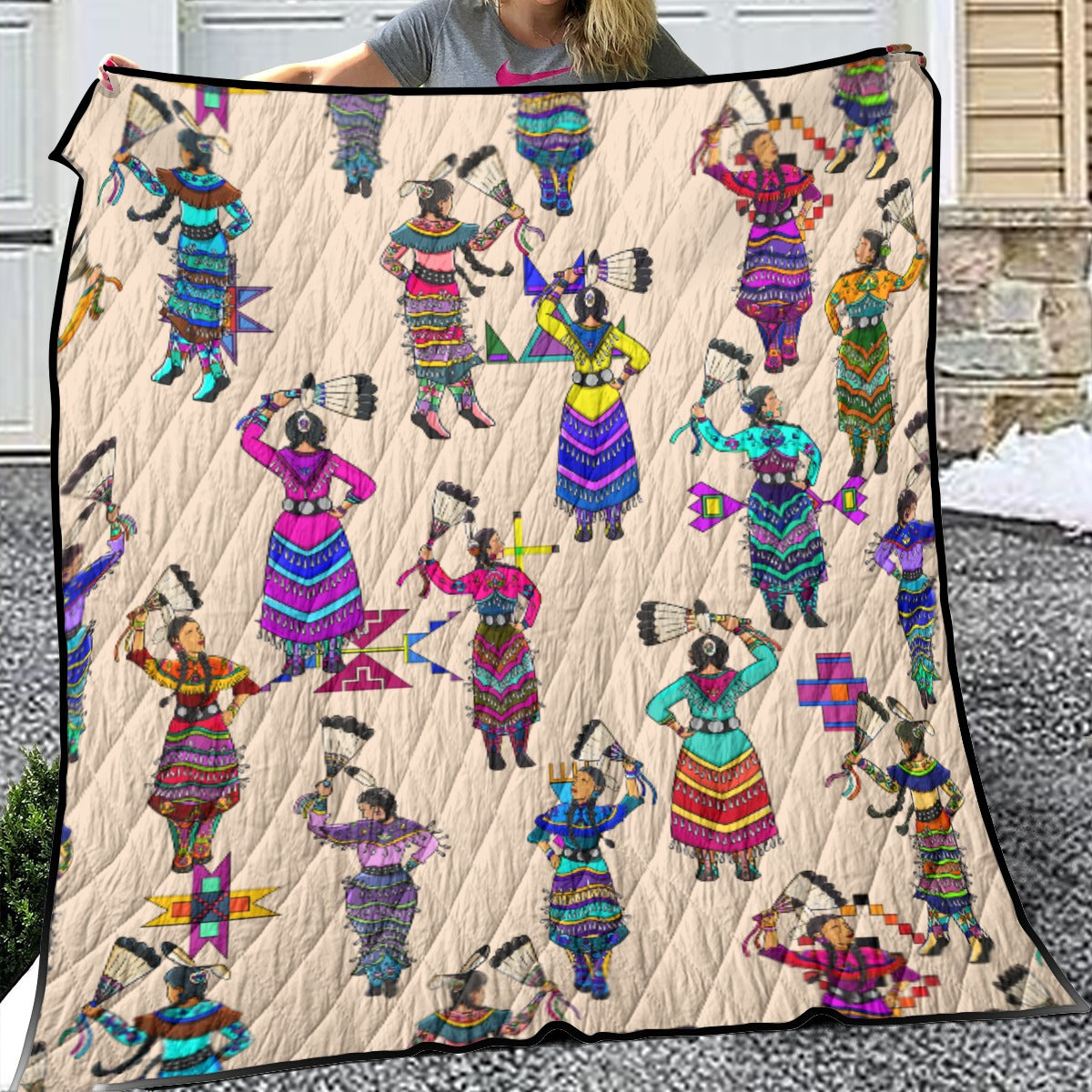 Women's Jingle Dancers Muslin Lightweight & Breathable Quilt With Edge-wrapping Strips