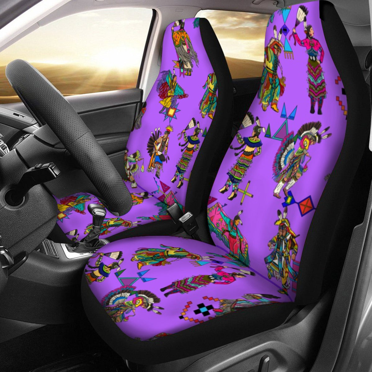 Grand Entry Dancers Purple Universal Car Seat Cover With Thickened Back