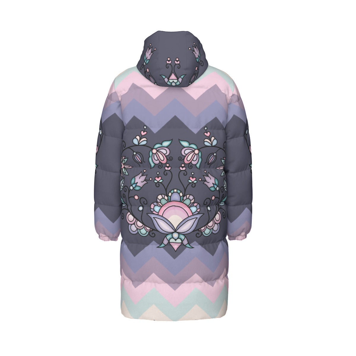 Silver Frostflower Unisex Long Down Jacket