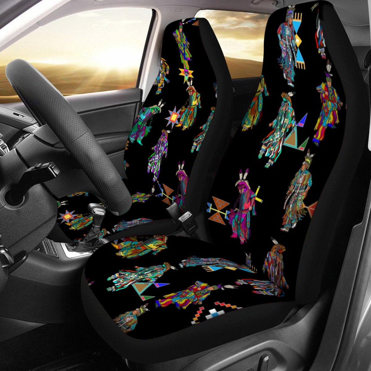 Men's Grass Dancers Black Universal Car Seat Cover With Thickened Back