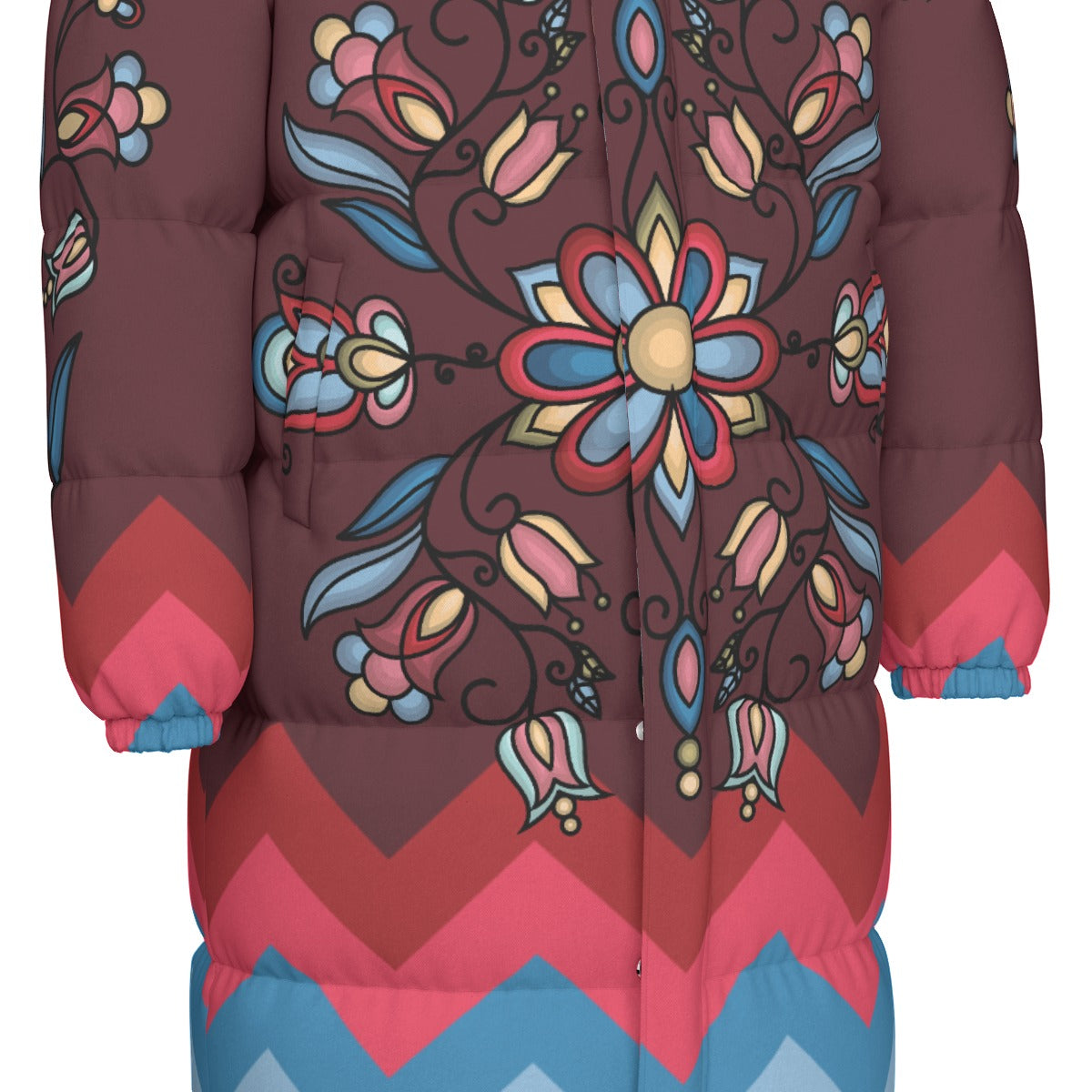 Frozen Petal Cascade Unisex Long Down Jacket