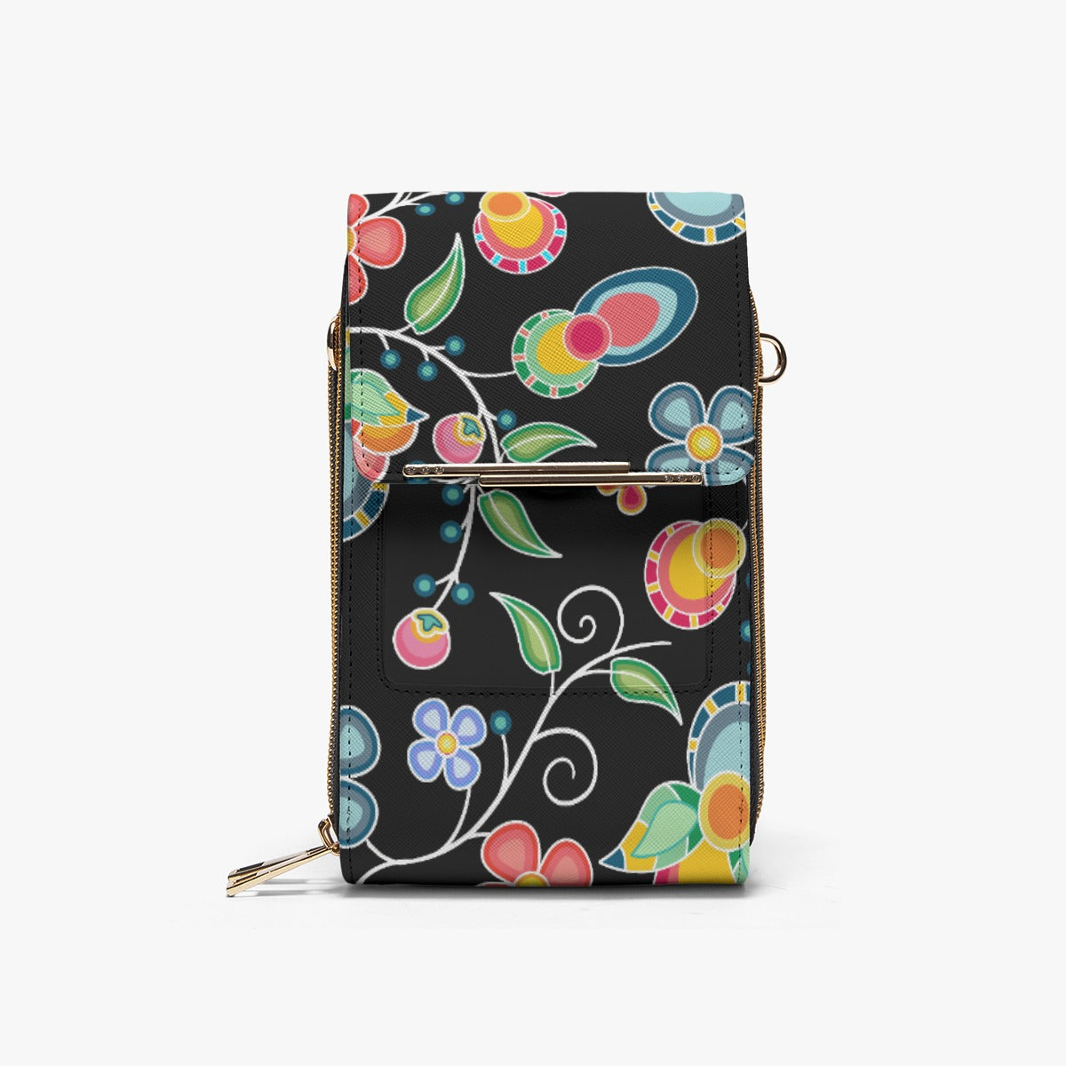 Floral Bounty Black Mobile Phone Chest Bag
