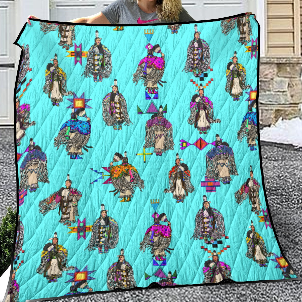 Women's Tradish Dancers Turquoise Lightweight & Breathable Quilt With Edge-wrapping Strips