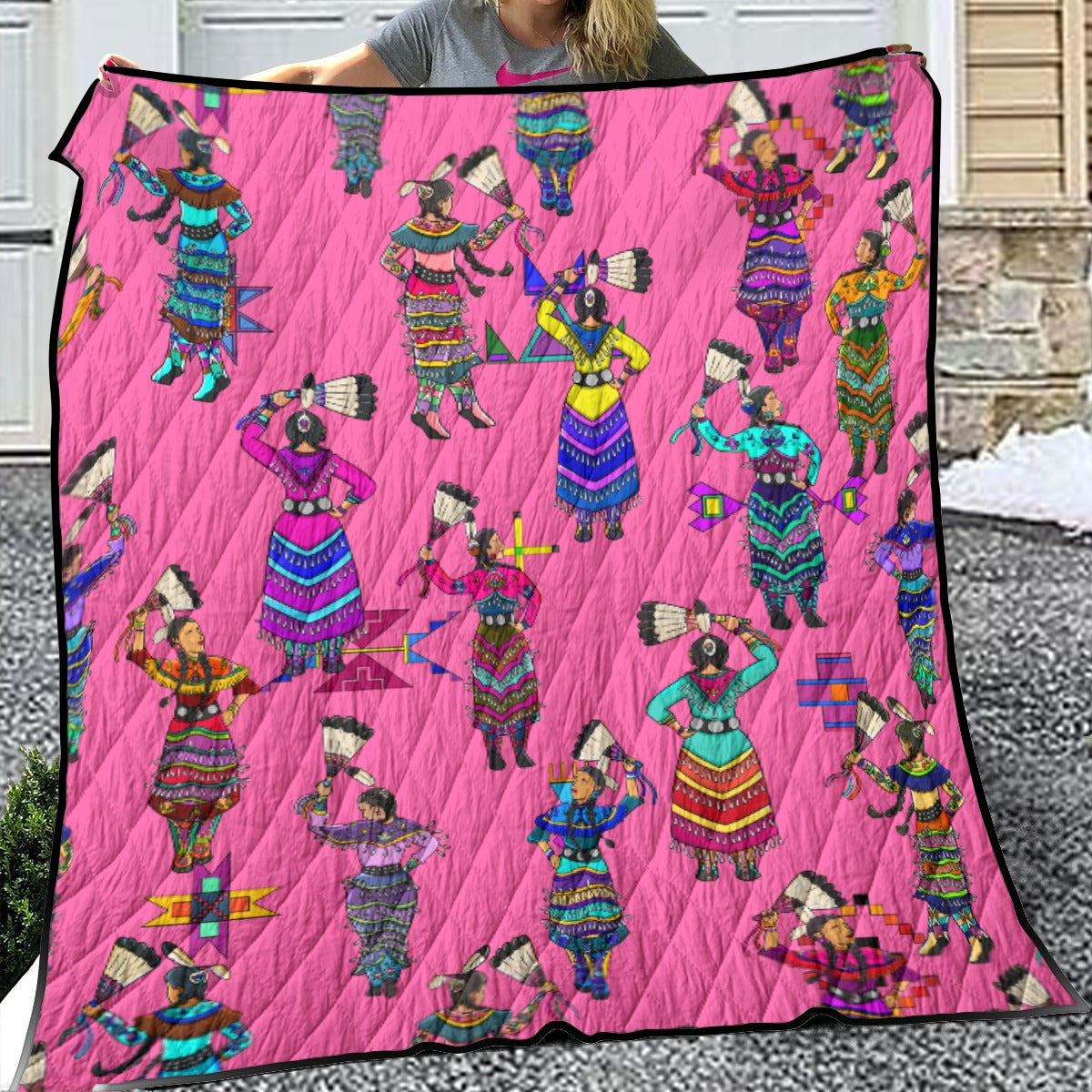 Women's Jingle Dancers Pink Lightweight & Breathable Quilt With Edge-wrapping Strips
