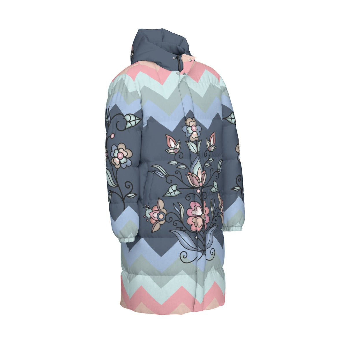 Frostfall Radiance Floral Unisex Long Down Jacket