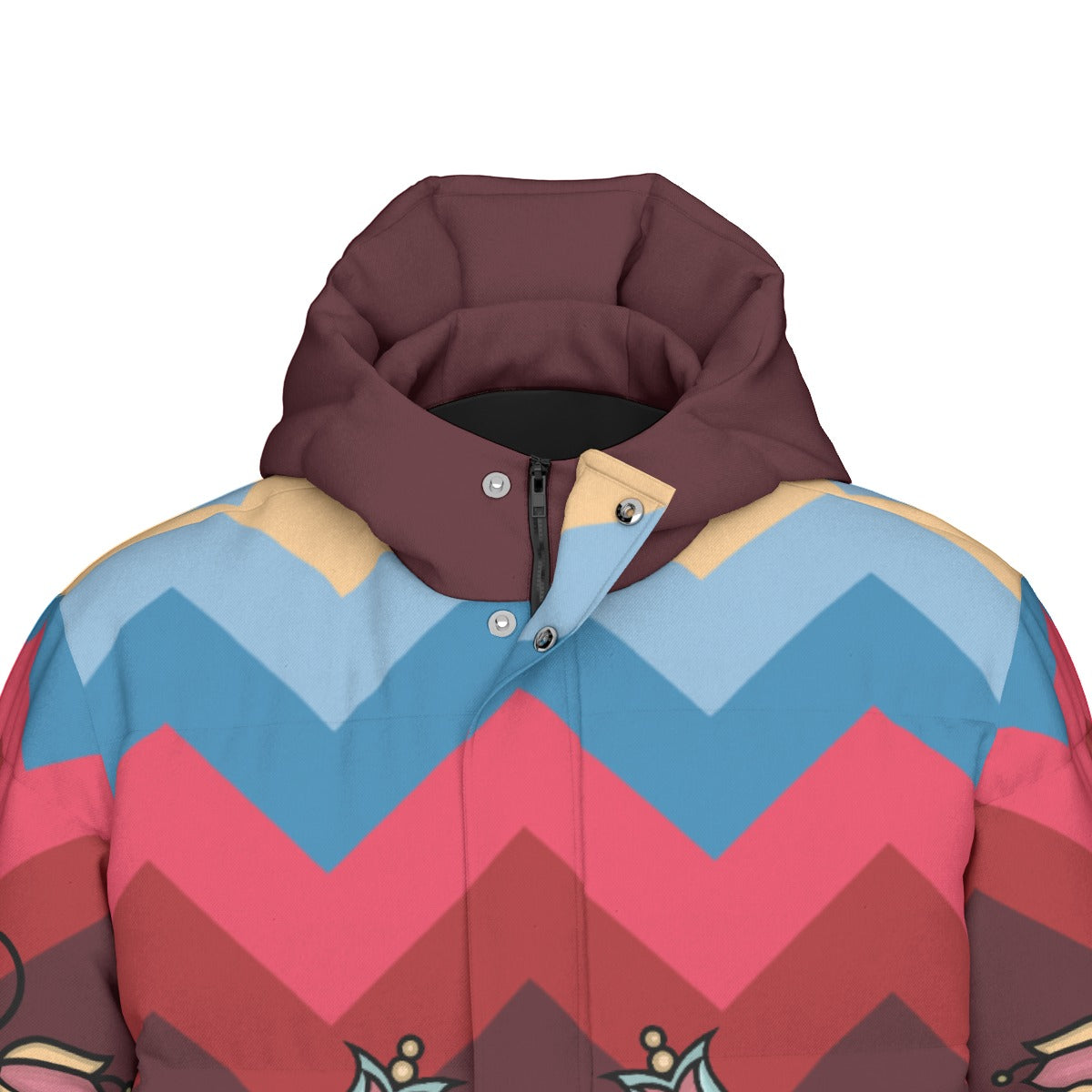 Frozen Petal Cascade Unisex Long Down Jacket