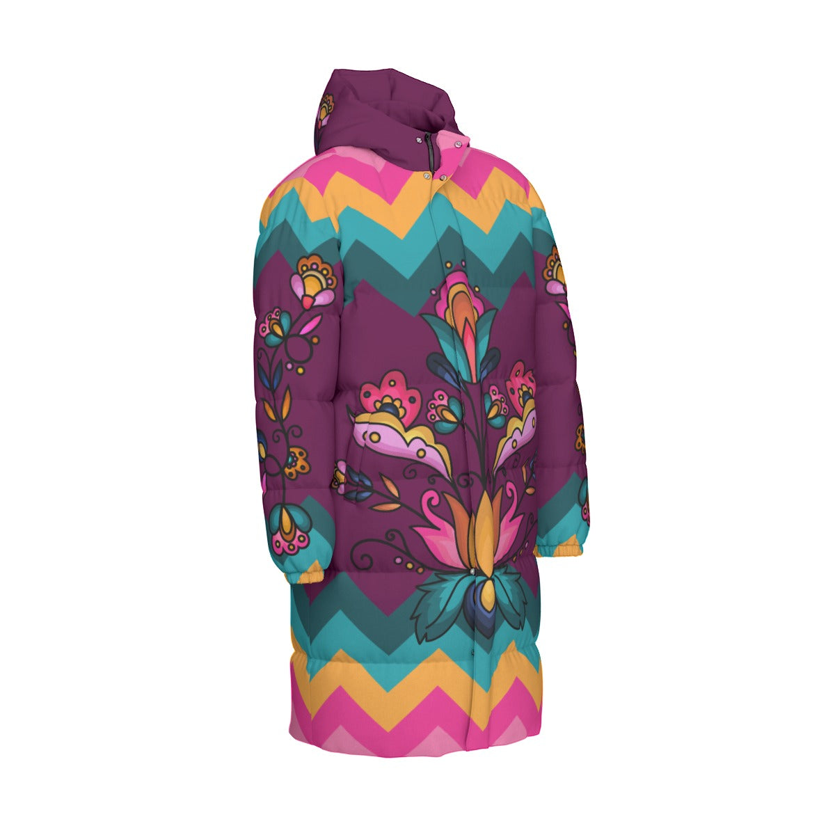 Copper Prairie Petals Unisex Long Down Jacket