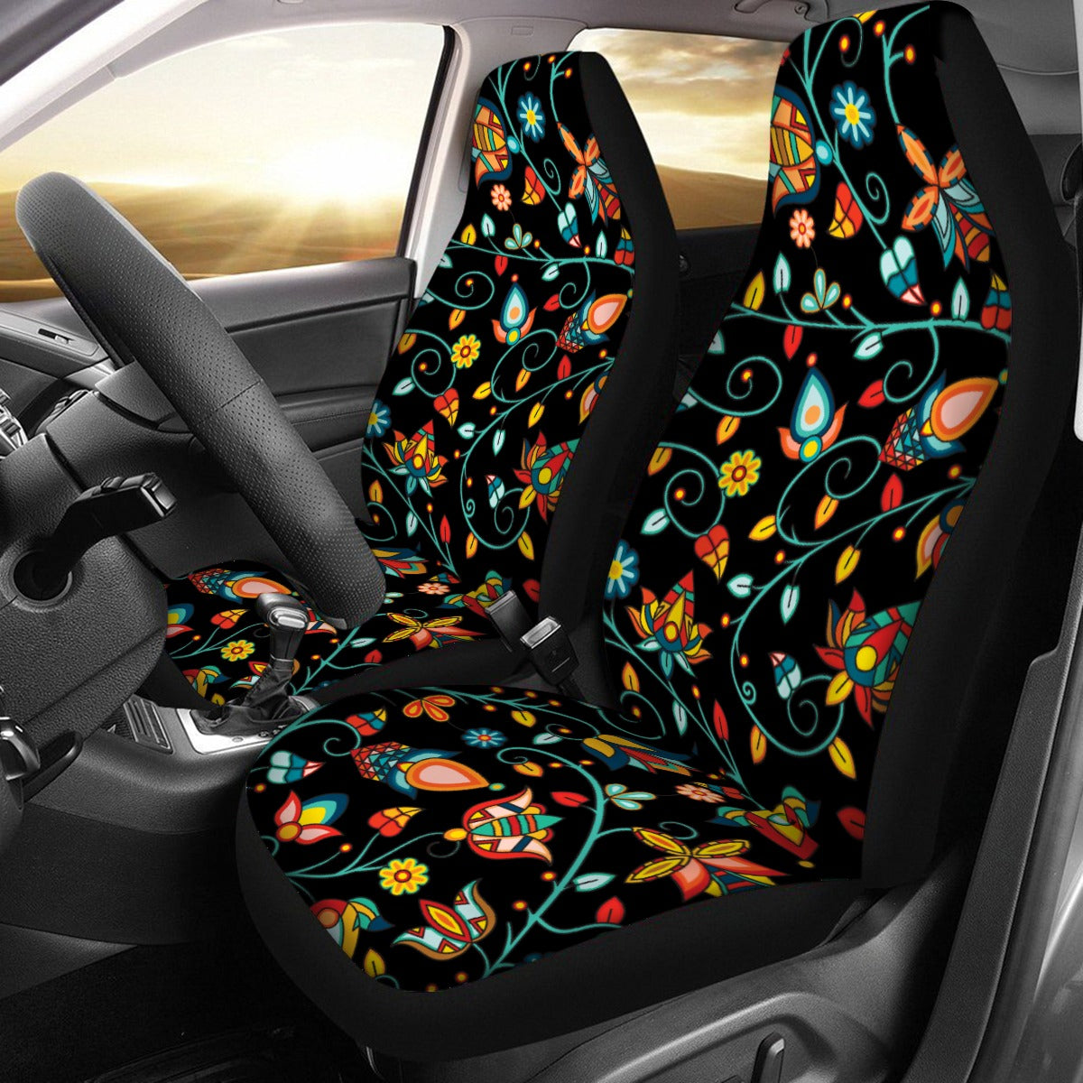 Thorny Path Black Universal Car Seat Cover With Thickened Back