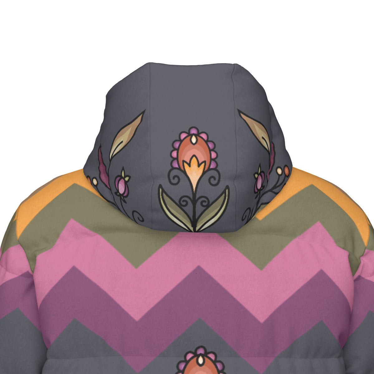 Red Willow Whispers Floral Unisex Long Down Jacket