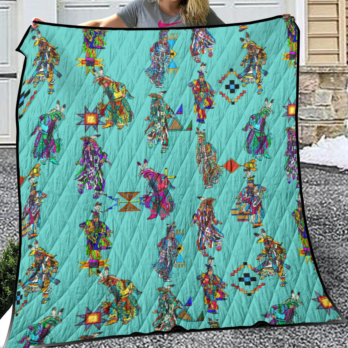Men's Grass Dancers Eggshell Blue Lightweight & Breathable Quilt With Edge-wrapping Strips