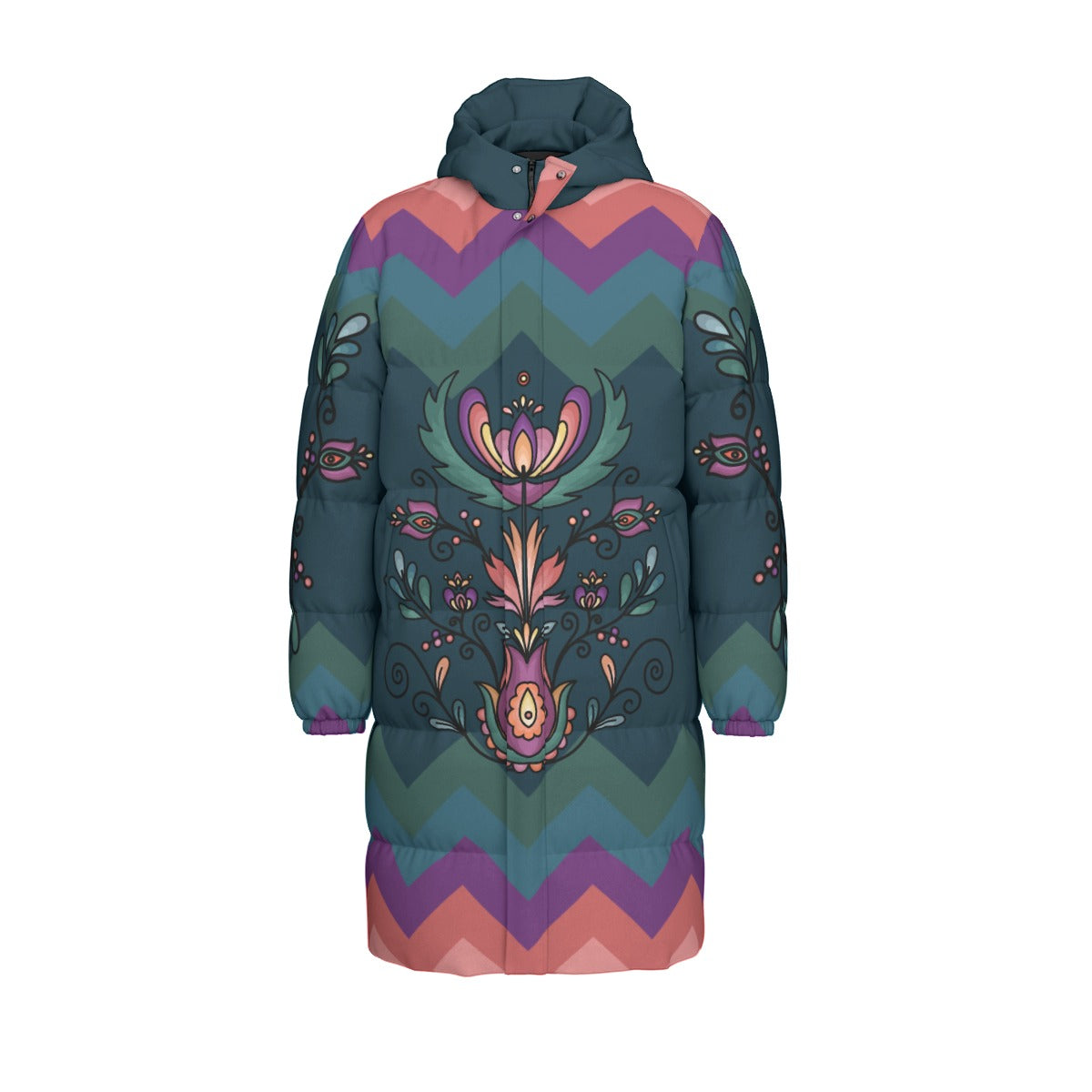 Cedar Wind Bloom Unisex Long Down Jacket