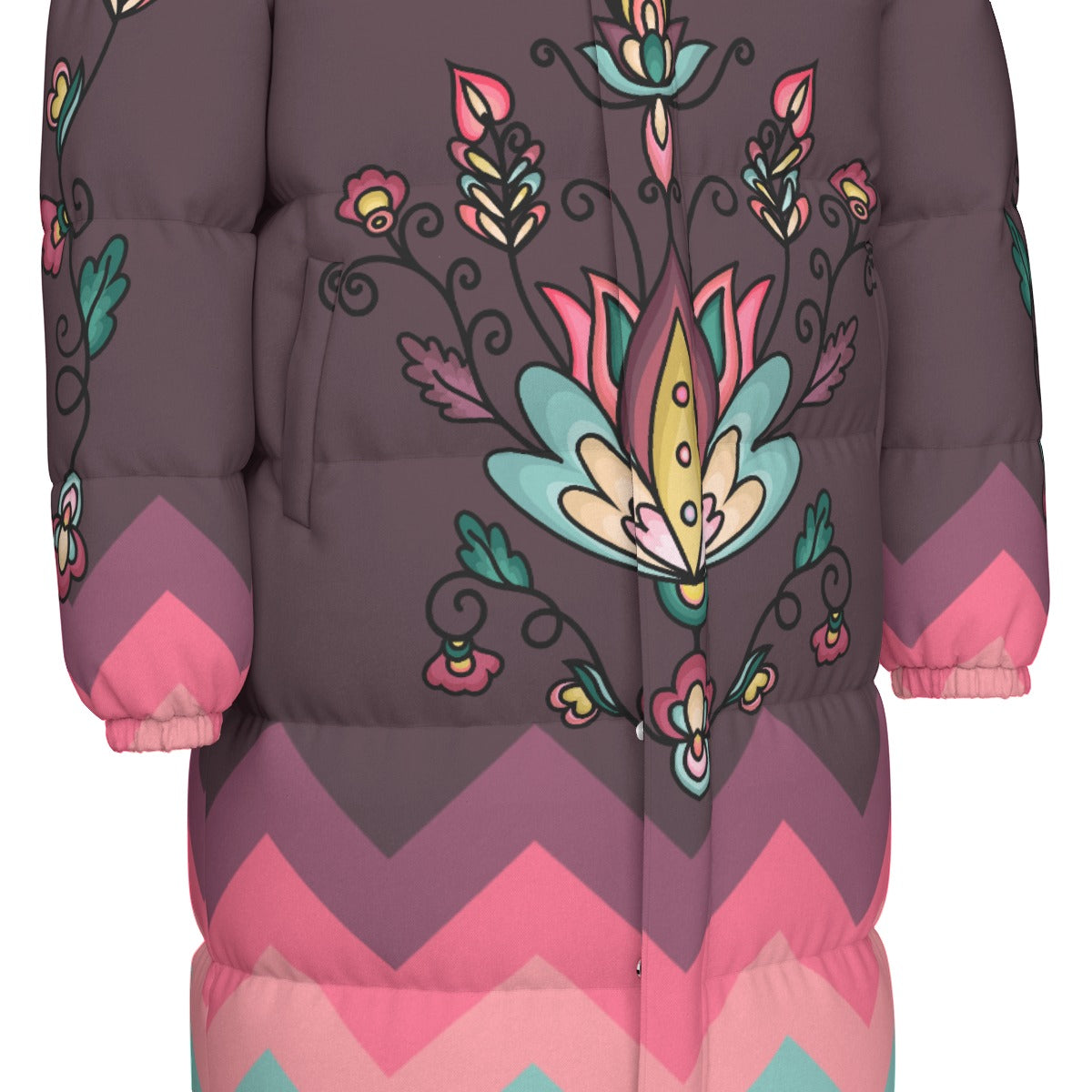 Golden Harvest Bloom Unisex Long Down Jacket