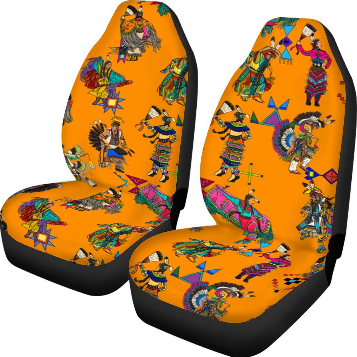 Grand Entry Dancers Orange Universal Car Seat Cover With Thickened Back