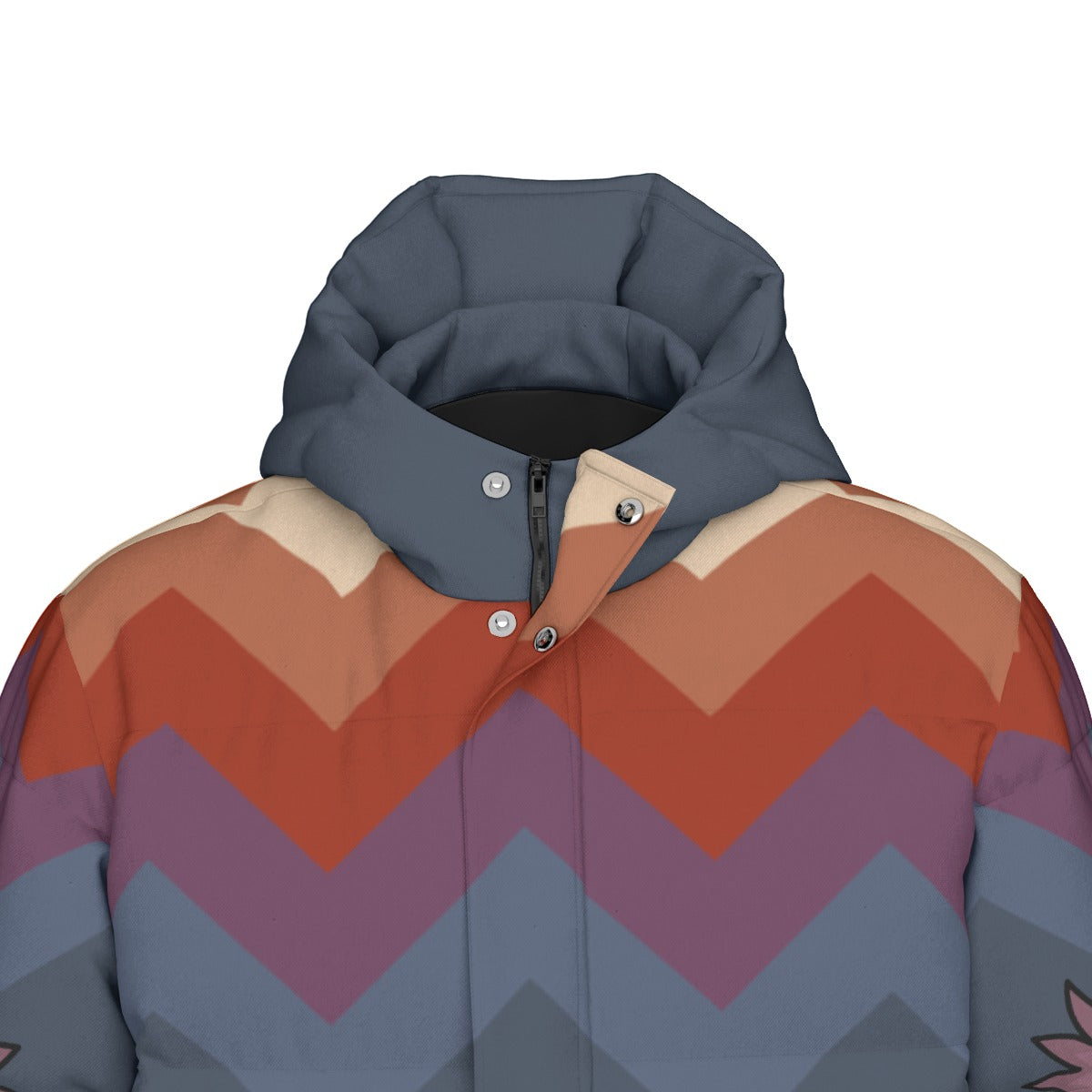 Ember Blossom Floral Unisex Long Down Jacket