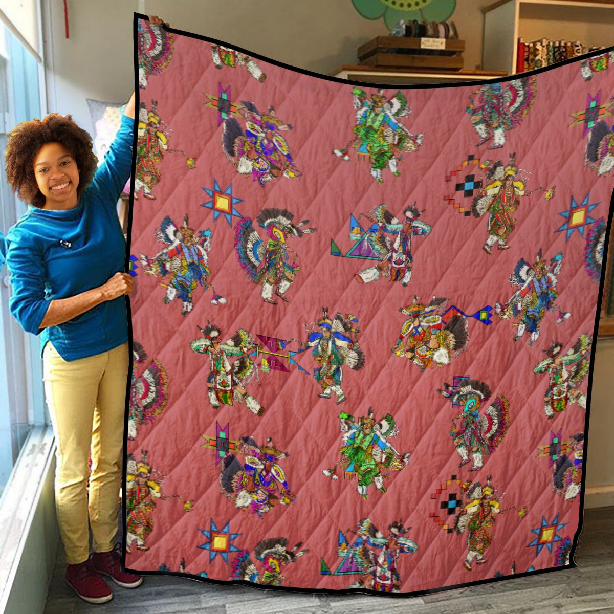 Men's Fancy Dancers Terra Cotta Lightweight & Breathable Quilt With Edge-wrapping Strips