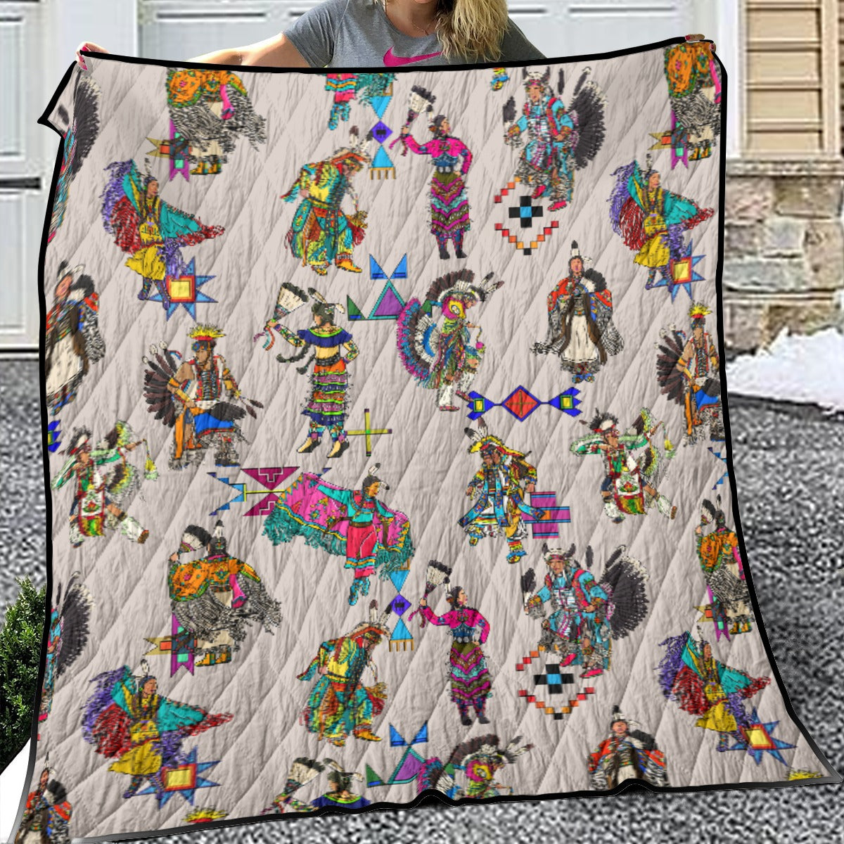 Grand Entry Dancers Muslin Lightweight & Breathable Quilt With Edge-wrapping Strips