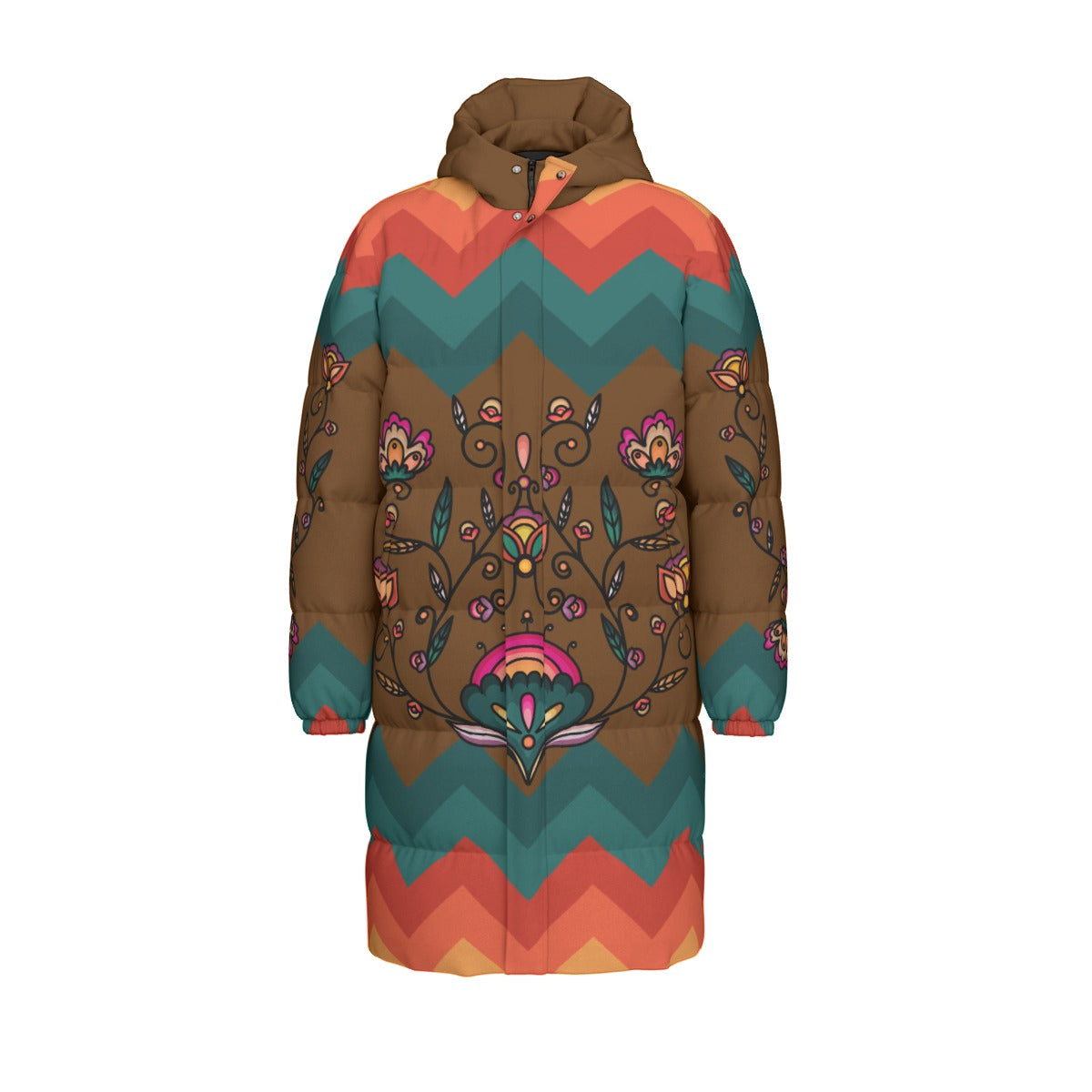 Maple Shine Ribbon Rose Unisex Long Down Jacket