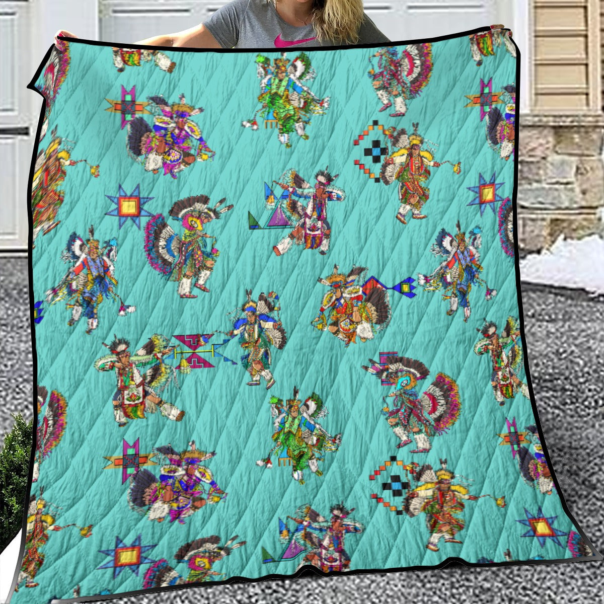 Men's Fancy Dancers Eggshell Blue Lightweight & Breathable Quilt With Edge-wrapping Strips