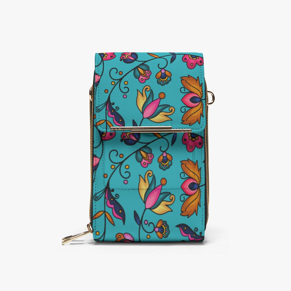 Copper Prairie Petals Blue Mobile Phone Chest Bag