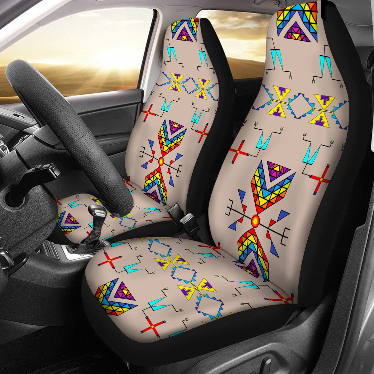 Rainy Chief Rainbow Taupe Universal Car Seat Cover With Thickened Back