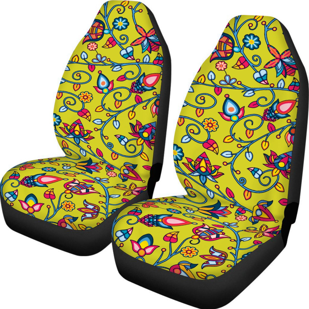 Thorny Path Yellow Universal Car Seat Cover With Thickened Back
