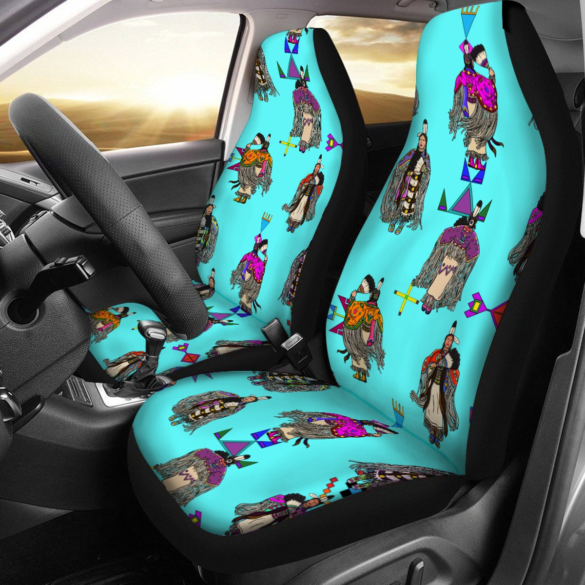 Women's Tradish Dancers Turquoise Universal Car Seat Cover With Thickened Back