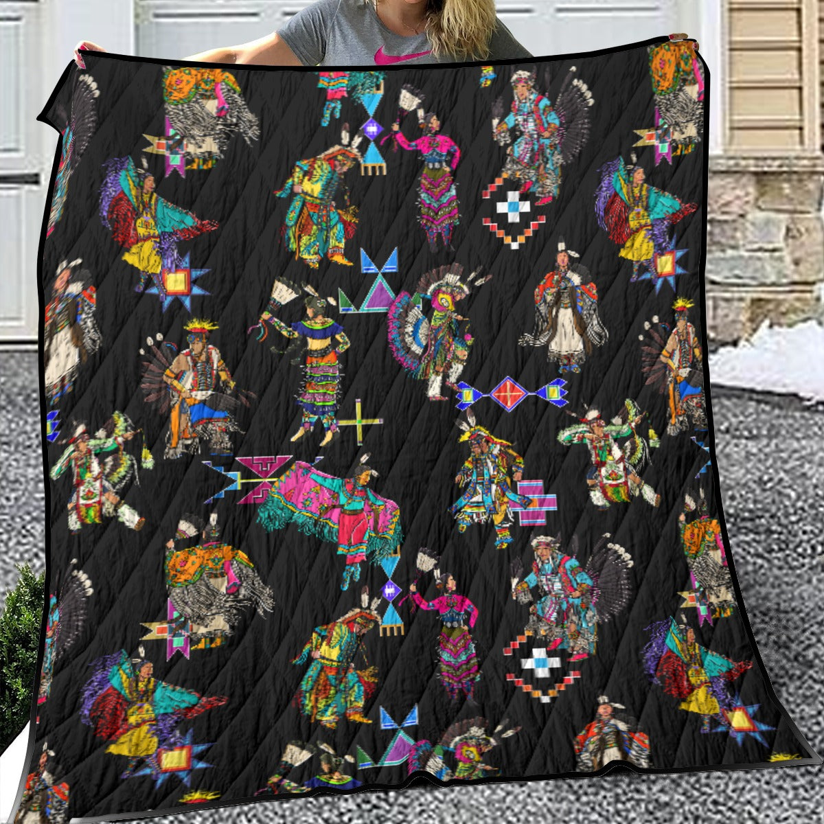 Grand Entry Dancers Black Lightweight & Breathable Quilt With Edge-wrapping Strips
