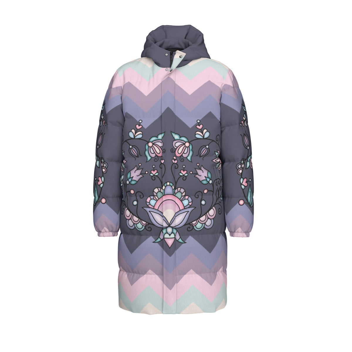 Silver Frostflower Unisex Long Down Jacket