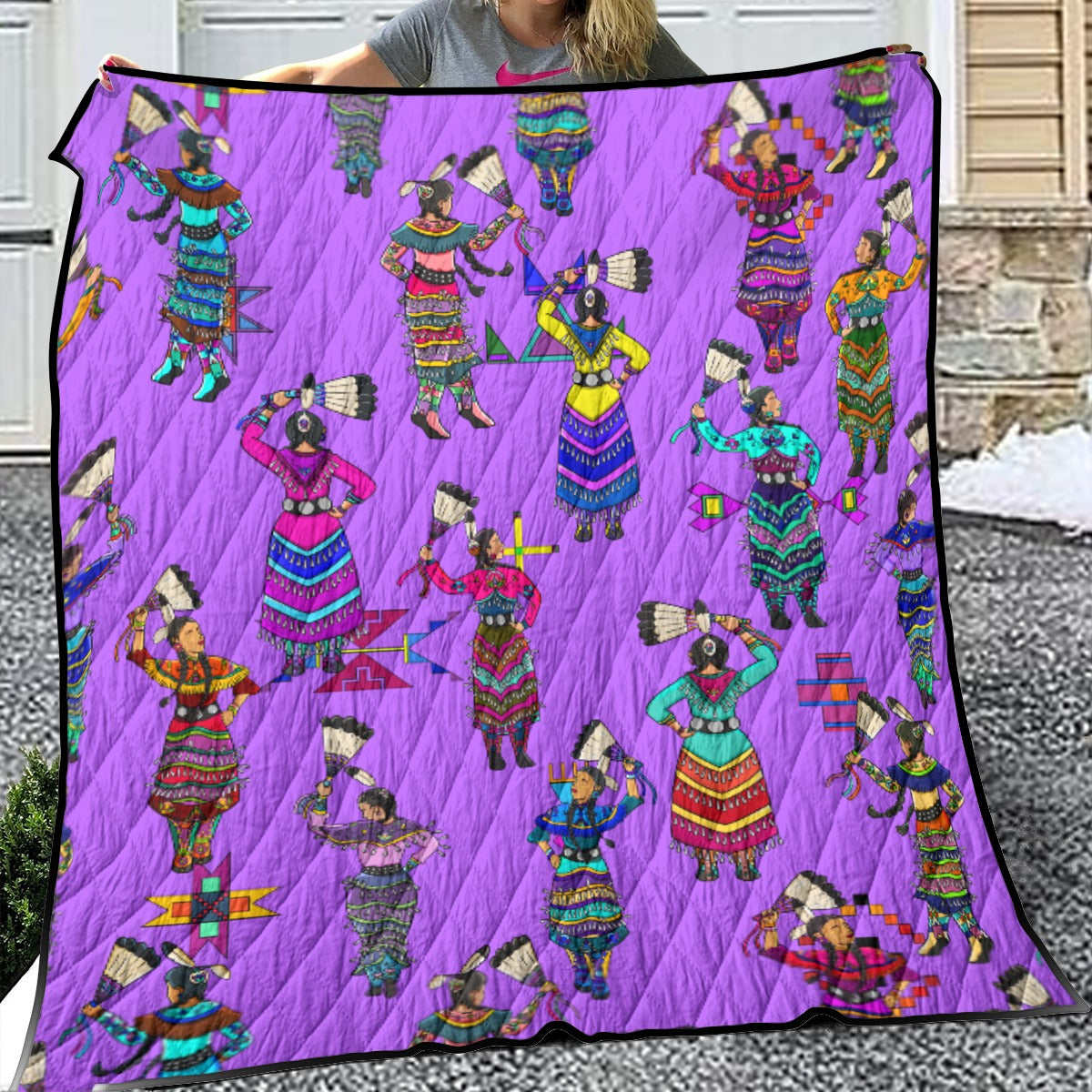 Women's Jingle Dancers Purple Lightweight & Breathable Quilt With Edge-wrapping Strips