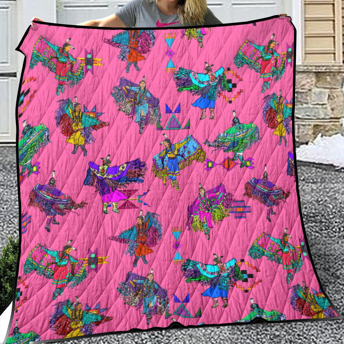 Women's Fancy Dancers Pink Lightweight & Breathable Quilt With Edge-wrapping Strips