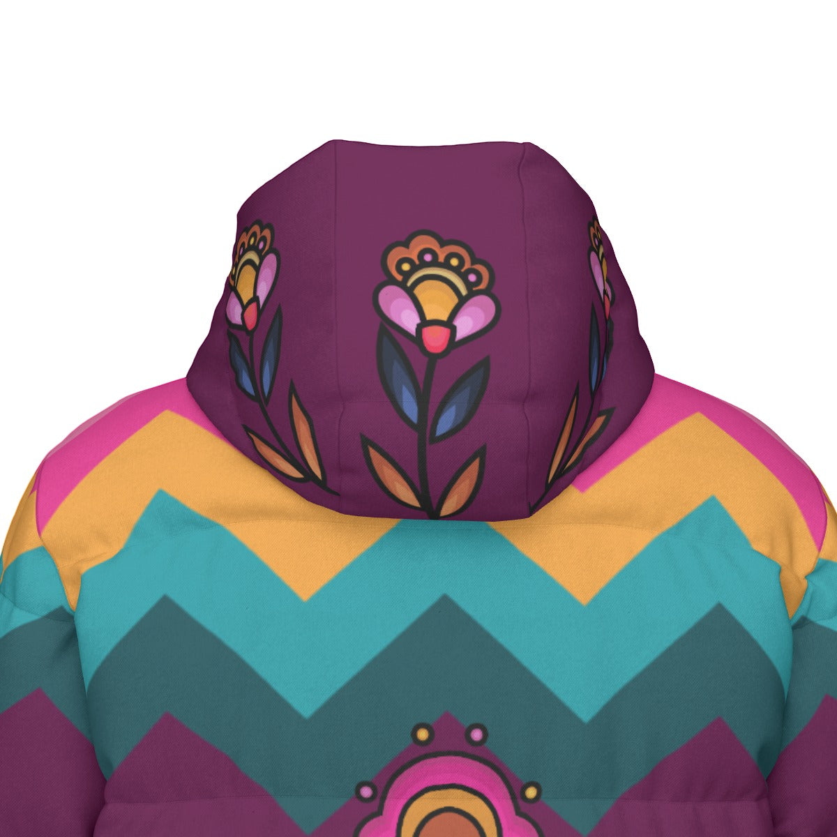 Copper Prairie Petals Unisex Long Down Jacket