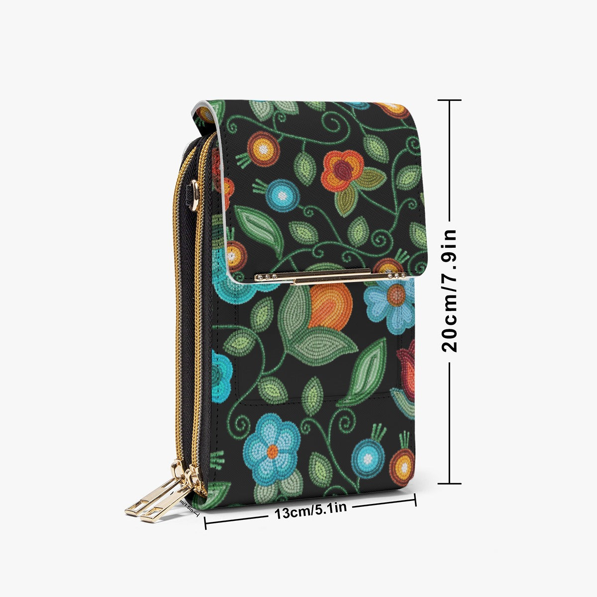 Prairie Fire Petals Black Mobile Phone Chest Bag