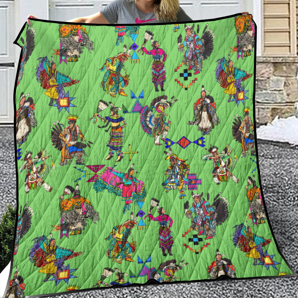 Grand Entry Dancers Grass Lightweight & Breathable Quilt With Edge-wrapping Strips