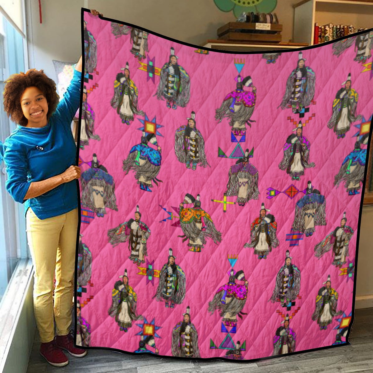 Women's Tradish Dancers Pink Lightweight & Breathable Quilt With Edge-wrapping Strips