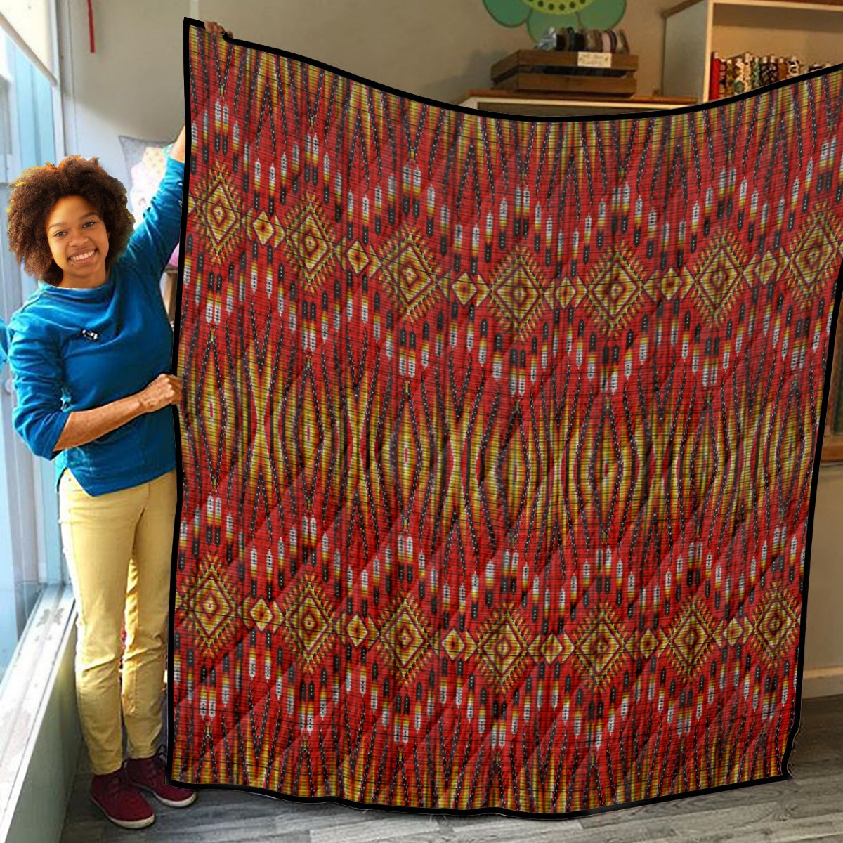 Fire Feather Red Lightweight & Breathable Quilt With Edge-wrapping Strips