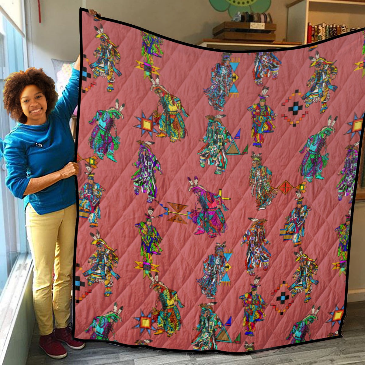Men's Grass Dancers Terra Cotta Lightweight & Breathable Quilt With Edge-wrapping Strips
