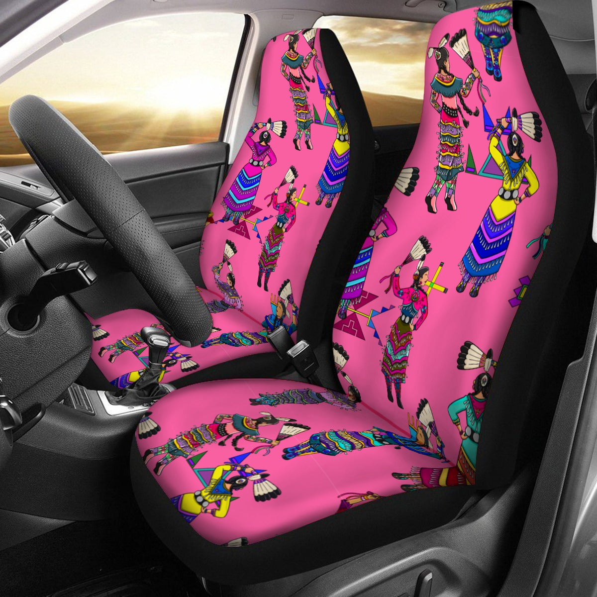 Women's Jingle Dancers Pink Universal Car Seat Cover With Thickened Back