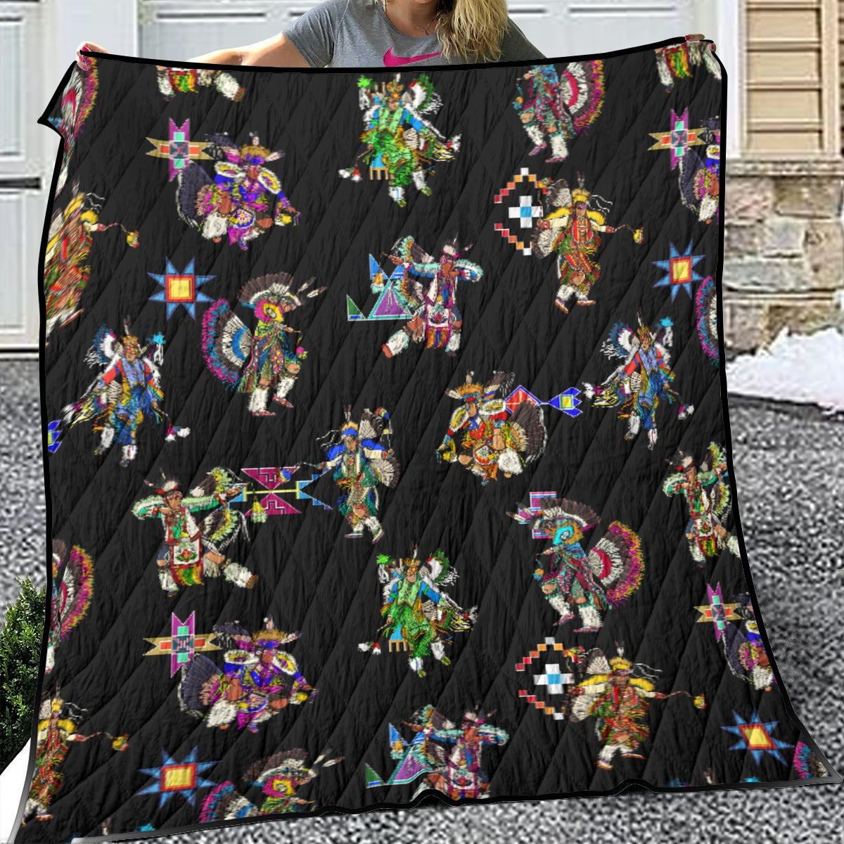 Men's Fancy Dancer Black Lightweight & Breathable Quilt With Edge-wrapping Strips