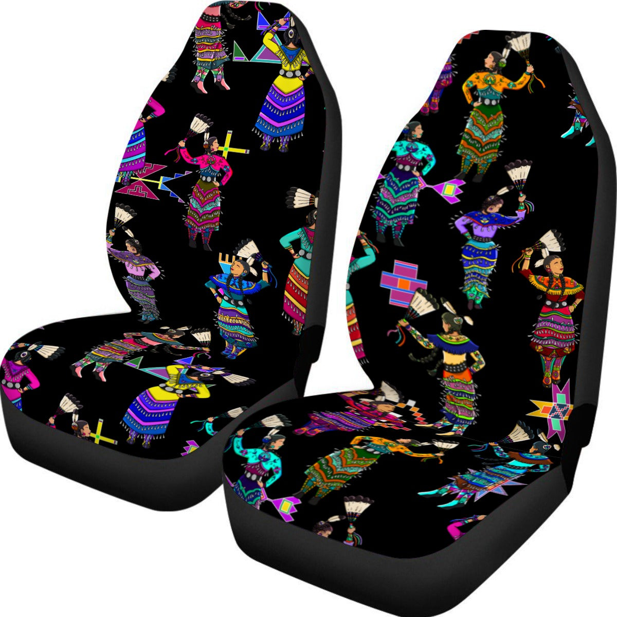 Women's Jingle Dancers Black Universal Car Seat Cover With Thickened Back