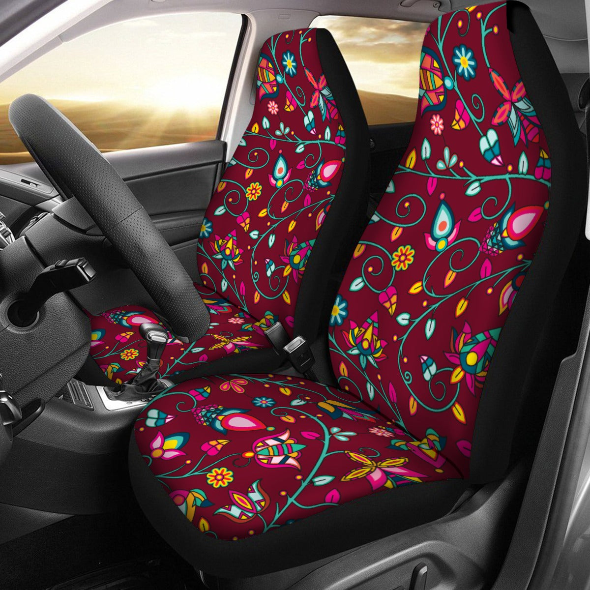 Thorny Path Cranberry Universal Car Seat Cover With Thickened Back