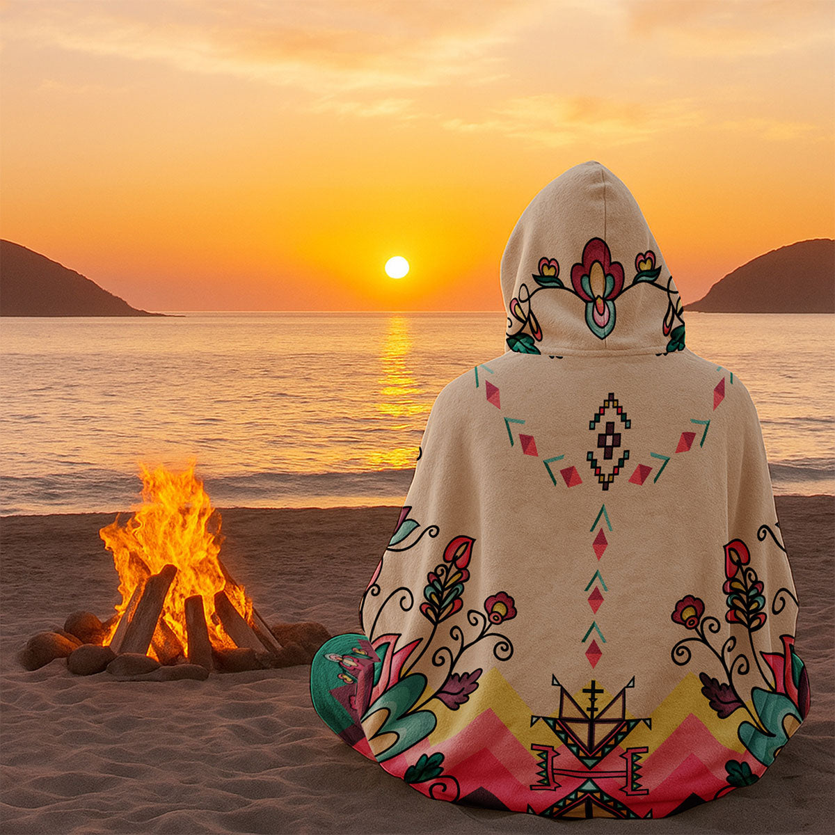 Golden Harvest Bloom Women's Hooded Blanket