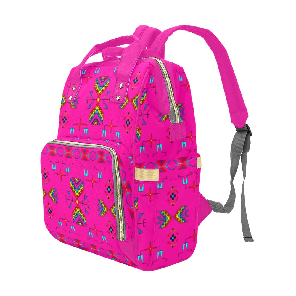 Rainy Chief Rainbow Hot Pink Multi-Function Diaper Backpack/Diaper Bag