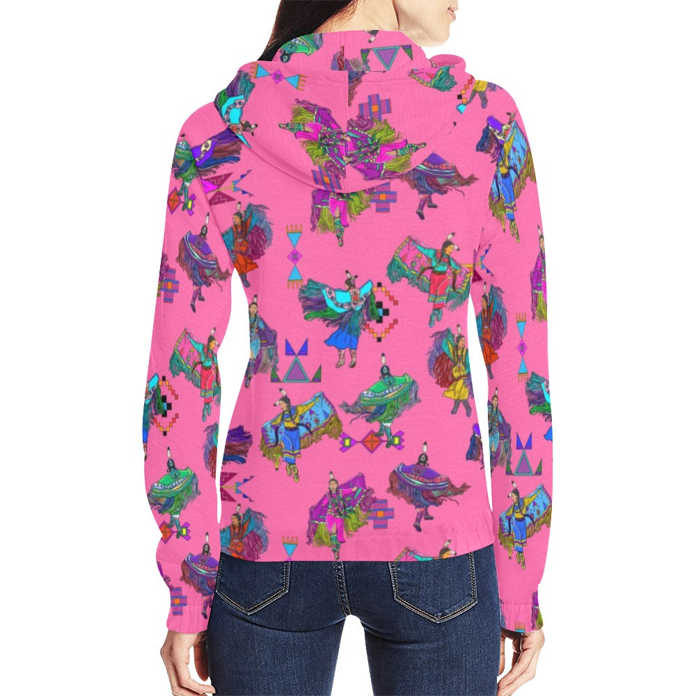Women's Fancy Dancers Pink Full Zip Hoodie for Women