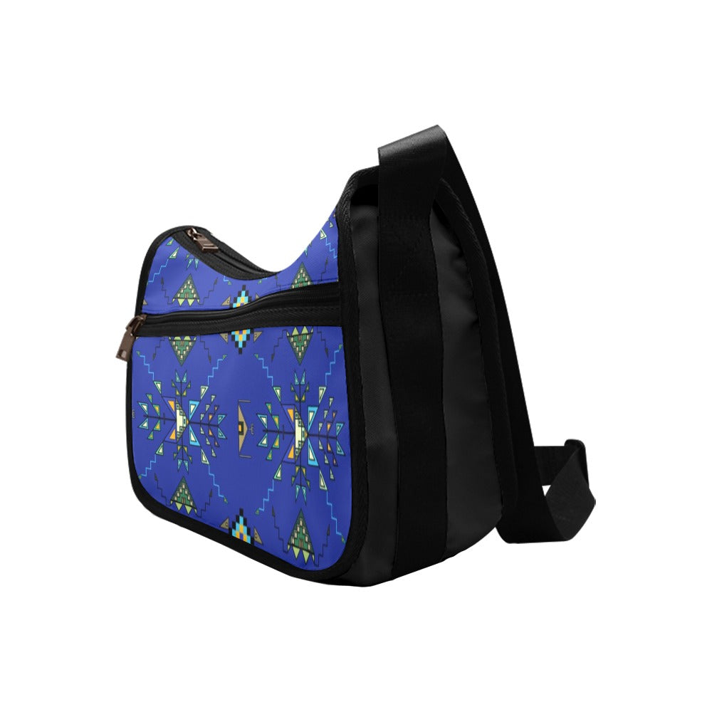 Bear Shield Fabric Dark Blue Crossbody Bag
